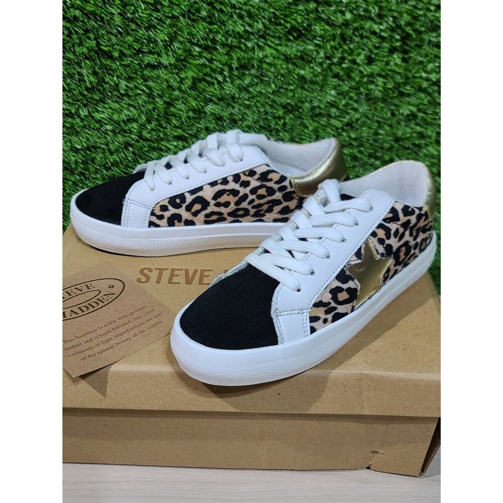 Steve Madden Starling Sneakers - Black/Leopard US Women's 5.5 New